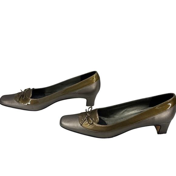 Vaneli Bronze Square Toe Loafer Style Kitten Heel Dress Shoe Women 8.5 S - Picture 3 of 8